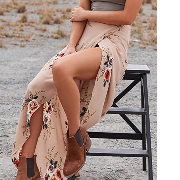 The “ Leila “ Boho Skirt in Tan - Picture 2 of 8